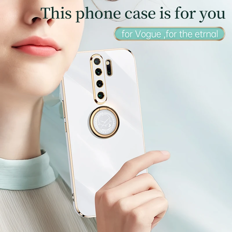 Luxury Soft Silicone Phone Case with Plating Finger Ring Holder and Stand - 2021 Edition