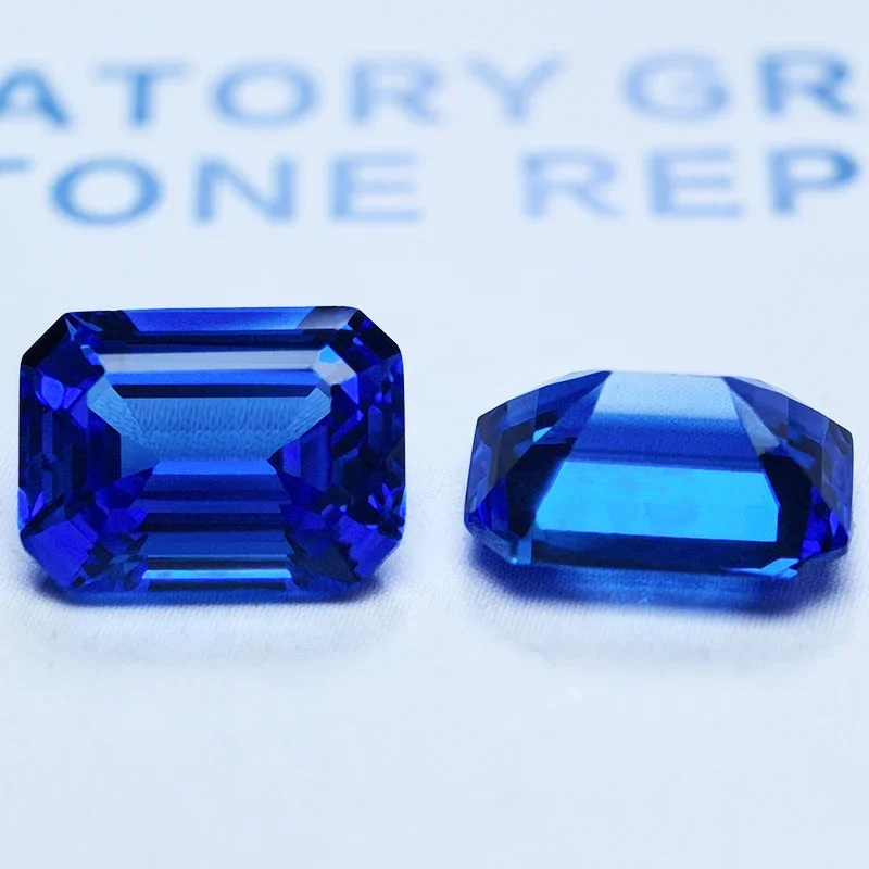 Lab Grown Cobalt Spinel Blue Demon Color Emerald Cut Charms Gemstones for Diy Jewelry Making Material Selectable AGL Certificate