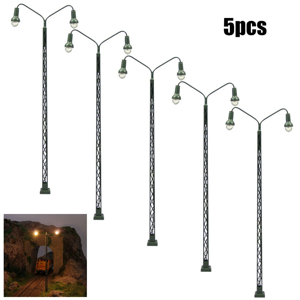 Model Railroad Lamp 5Pcs Lattice Mast LED Light Layout H0 Gauge