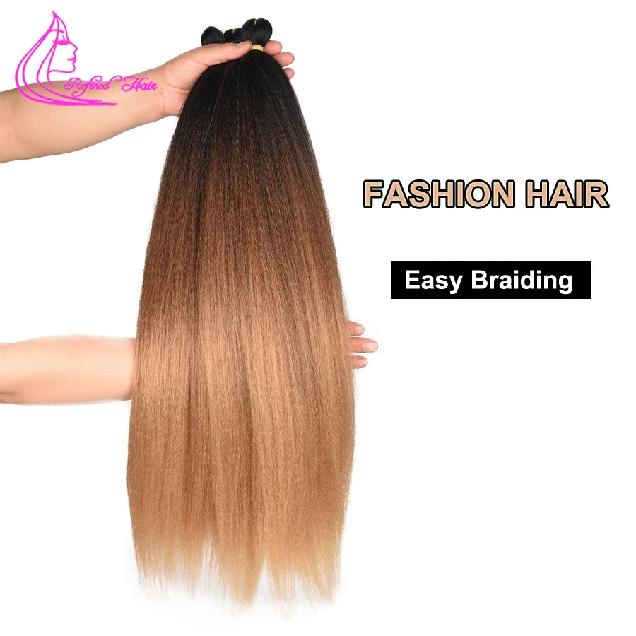 Easy Braiding Hair 26 inch long Jumbo Braids Yaki Straight Crochet Synthetic Ombre Hair Extensions Low temperature Fiber 90g/ pc
