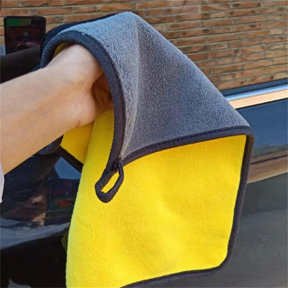 1/6pcs Microfiber Cleaning Towel Thicken Soft Drying Cloth Car Body Washing Towels Double Layer Clean Rags Car Accessories 2