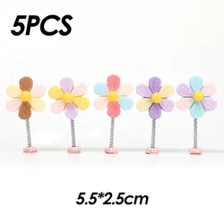 Vibrant Floral Car Dashboard Ornaments - Shaking Head Spring Decor Accessories (5pcs No.1)