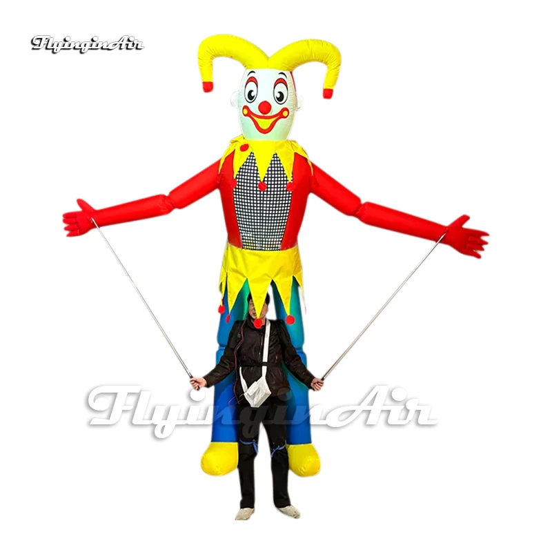 

Funny Walking Inflatable Clown Puppet Parade Prop 3.5m Blow Up Joker Suit Cartoon Jester Costume For Event Show