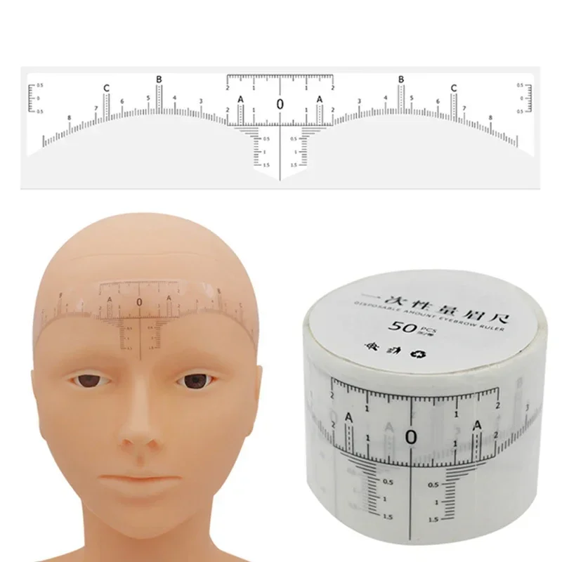 Eyebrow Ruler Sticker Disposable Microblading Permanent Makeup Tattoos Adhesive Eye Brow Stencil Ruler Eyebrow Tool 1 Roll 50pcs