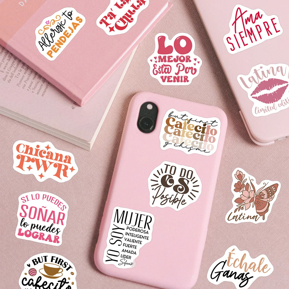Spanish Sayings Latina Positive Quote Stickers 50pcs decorative stickers adhesive stickers decorative labels stickers