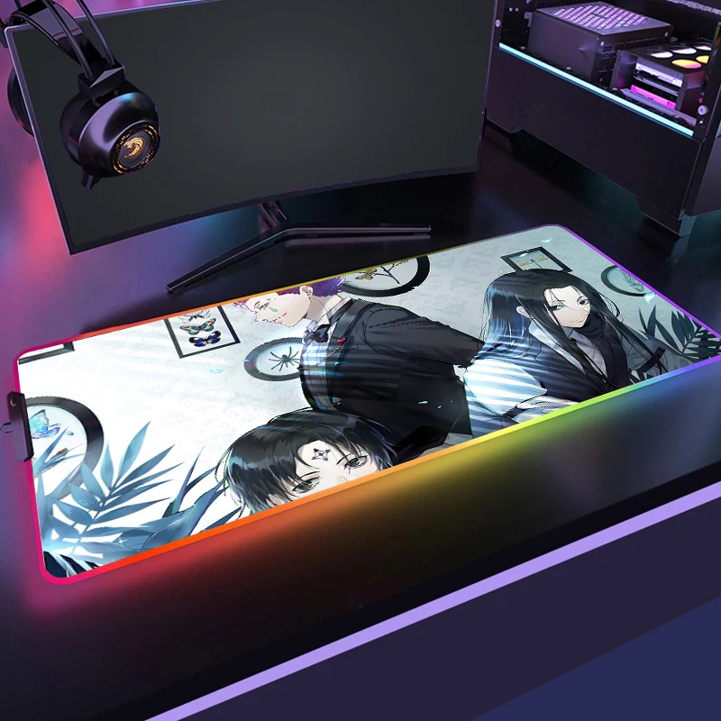 

Hunter X Hunter Anime RGB Mouse Pad Table Mats Office Carpet Desk Pad Mous Mat Big LED Mousepad Rubber Mat For Computer Mause