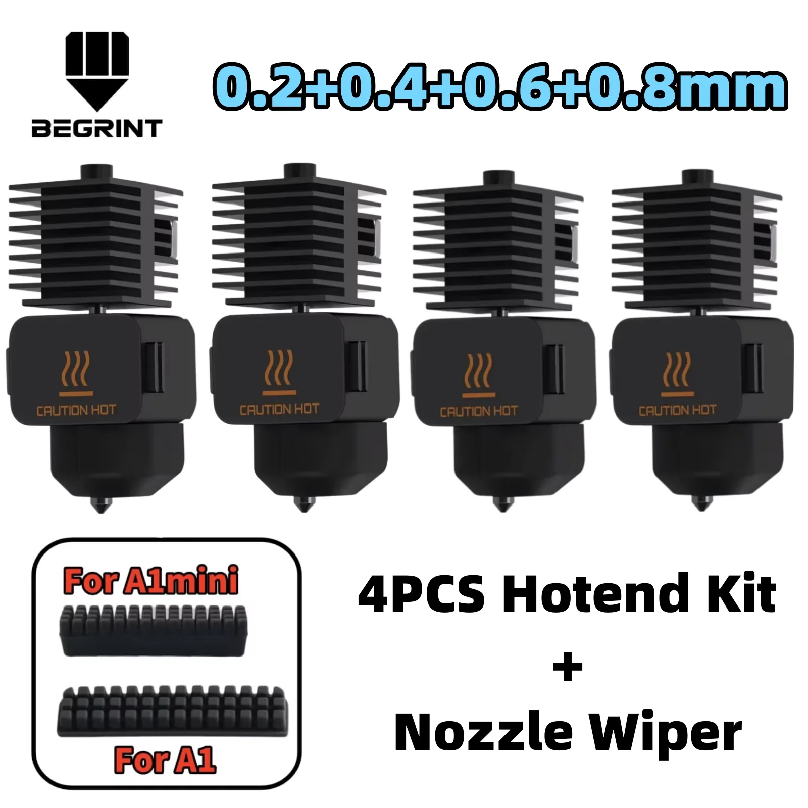 Bambu Lab A1 Mini Hotend Kit with Hardened Steel Nozzles (0.2/0.4/0.6/0.8 MM)