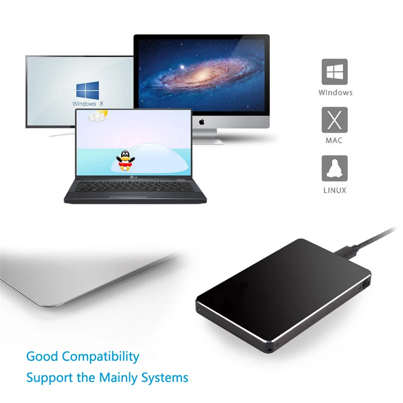 Aluminum Screwless USB-C to SATA External 2.5 inch HDD Enclosure SSD disk case for laptop/Mac/PC HDD Hard Disk Case