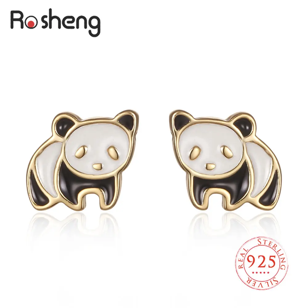 Orecchini Panda Borchie S925 100% Cartoon Cute Animal Panda Resin Ear Ear Orecchini Di Gioielli Di Moda Per Donne Ragazze