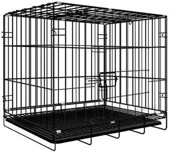 Dog Crate Small Size Pet Cage Dog Cat Puppy Training Foldable Metal Crate Including Leak-proof Pan