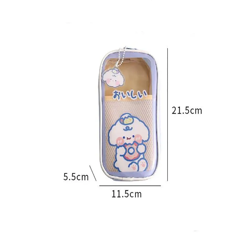 Pen Case Cute Creative Transparent Canvas Large Capacity Children Cartoon Student Stationery