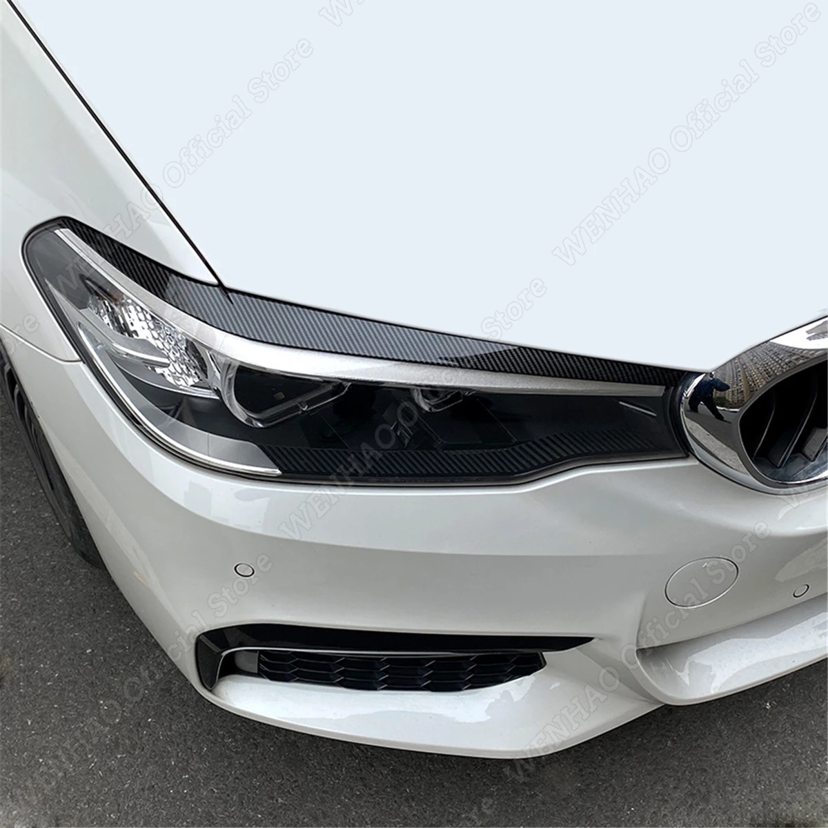 BORATO 2 Stück Auto-Scheinwerfer-Augenbraue für BMW 5 Series F10 F11  2011-2014,Scheinwerfer Augenbrauen Augenlider Dekoration Abdeckung Trim  Auto