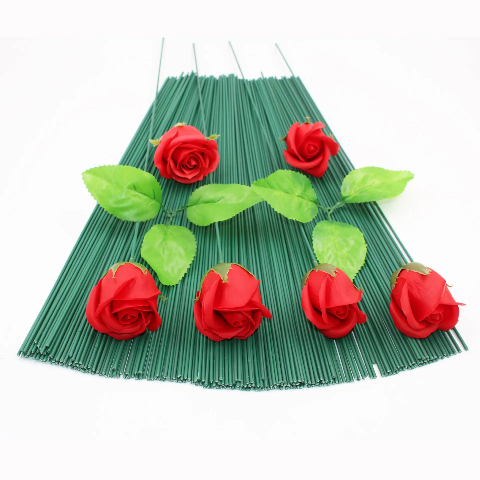 Green Artificial Flower Stick Iron Stem Holder for Flower Bouquet 20P DIY  Crochet Flowers Accesories 45/25/15cm Fake Floral Stem - AliExpress