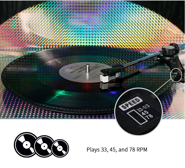 LED colorful Flashing light vinyl record lp turntable player