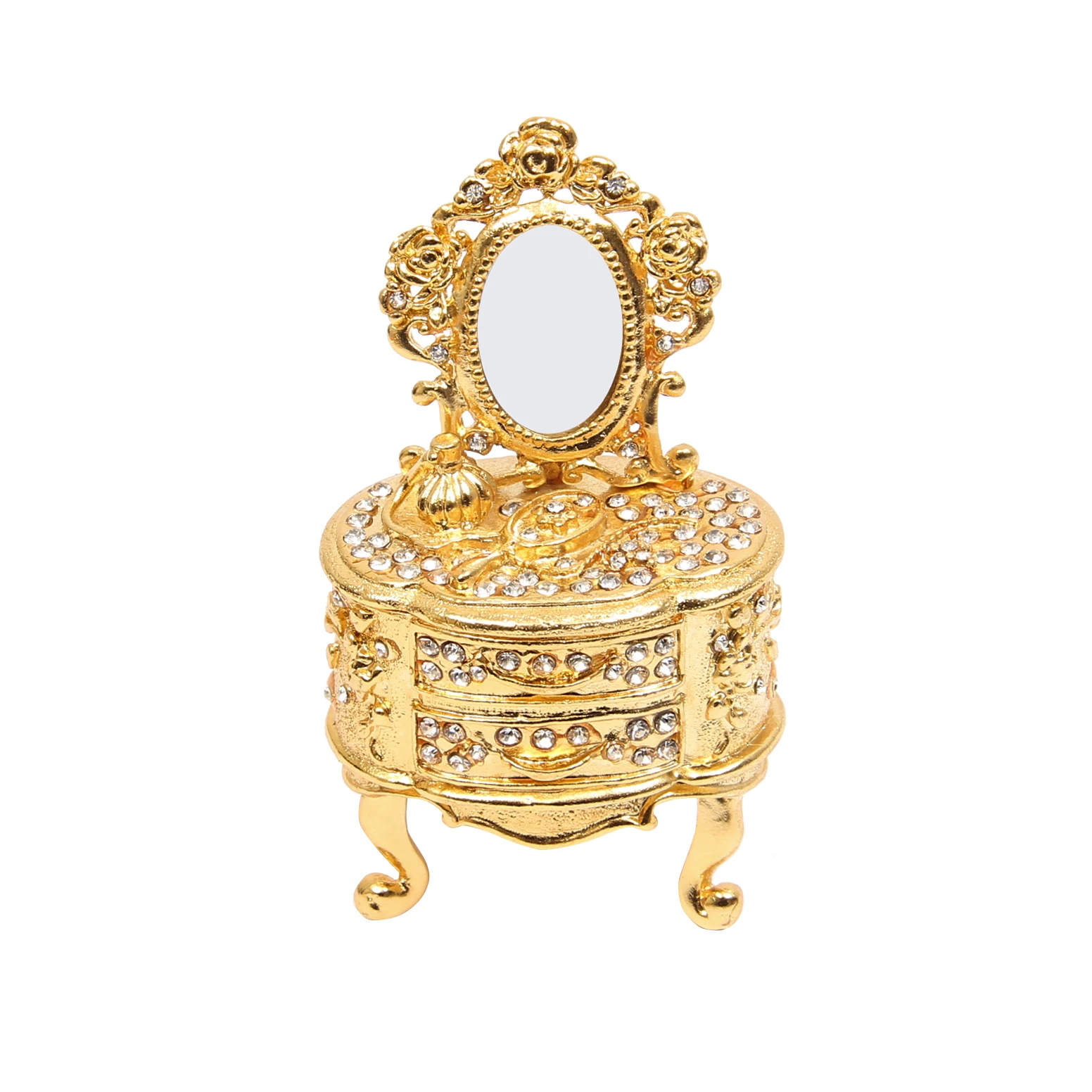 Qifu Create A Set of Gold Mini- Furniture with Full Rhinestones for Home Decor