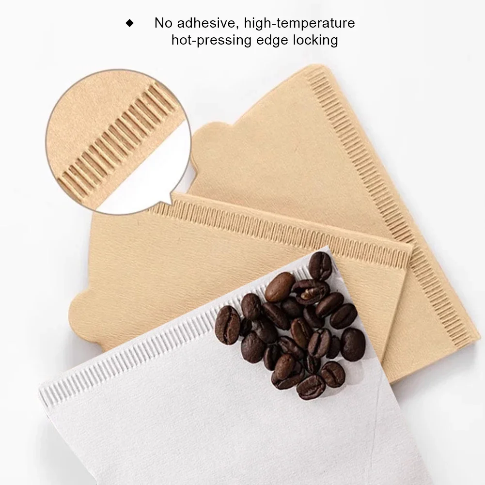 50/100Pcs Unbleached Wooden V-Shaped Coffee Filter Paper Hand Drip Paper Coffee Brewer Filter Bag Coffee Maker Accessories