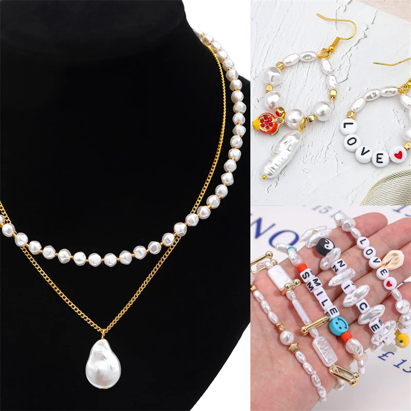 Cute Irregular Shape ABS Imitation Pearls Beads Charms for Necklace Bracelet Bead For Jewelri Makeing