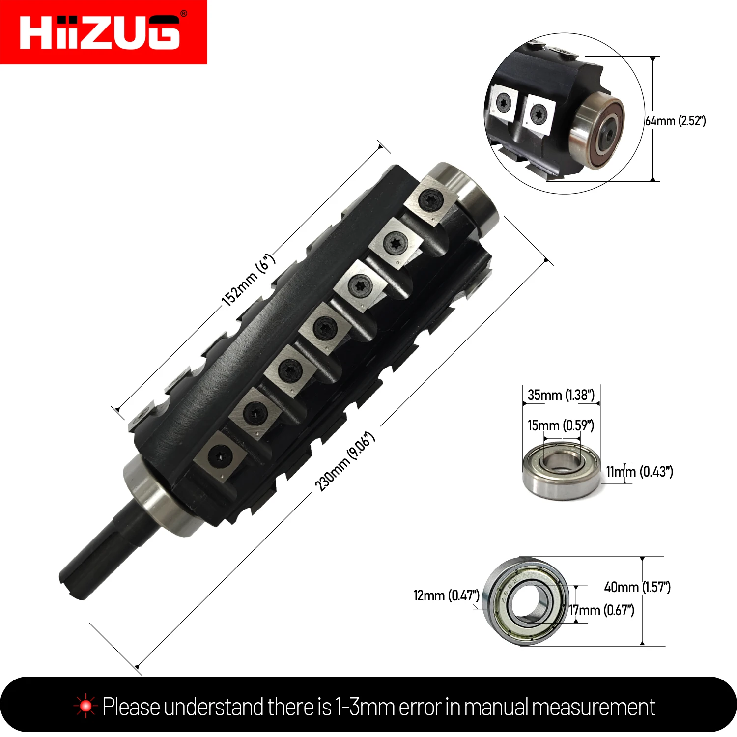 6Inch /152mm Planer Helical Spiral Cutter Head Jet 6&rdquo; Woodworking Jointer Cutterhead 152mm Cutting Length 28Pcs Inserts