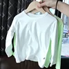 Baby Backing Shirt Super Soft Boys and Girls' White Long Sleeve T-Shirt Summer Air Conditioned Shirt Versatile Solid Color 3