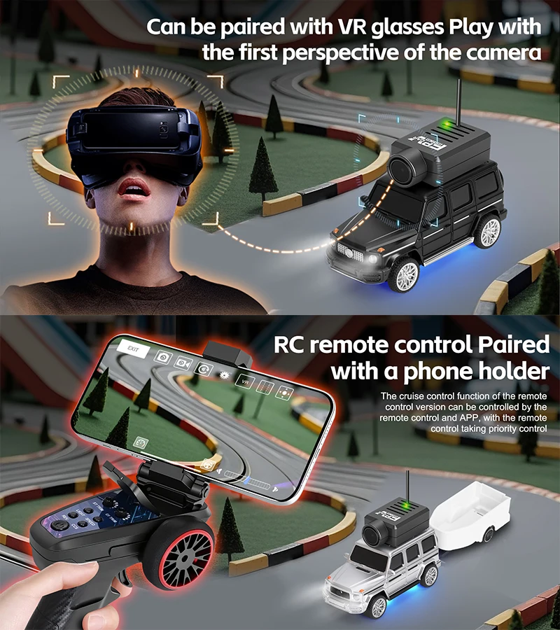 WLtoys 6405 6406-C 원격 조종 카메라 자동차 FPV 뷰 720P 비디오 앱 제어 VR 기능 2.4G WiFi RC 드리프트 자동차 1:64 스케일