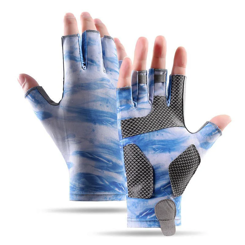 Fishing Gloves Summer Men Women Ice Silk Sun Protection Non-slip Sea Fishing Half Finger Gloves Thin Cycling Fingerless fingerless gloves fishing gloves