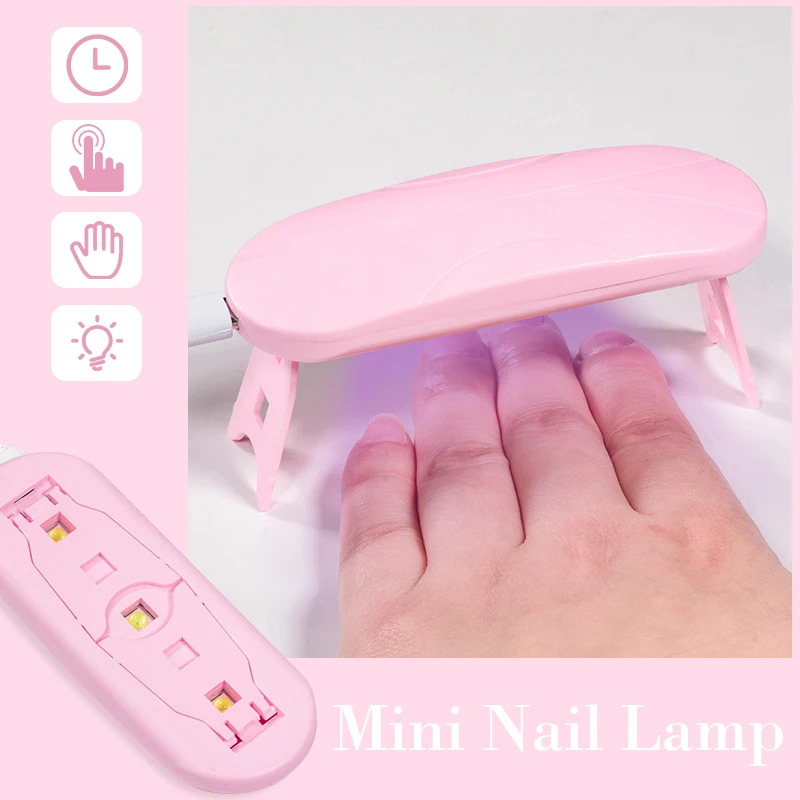 Nail Dryer MINI 6W USB UV LED Lamp Pink White Nail Art Manicure Tools Design Fast Drying Curing Light for Gel Polish 2