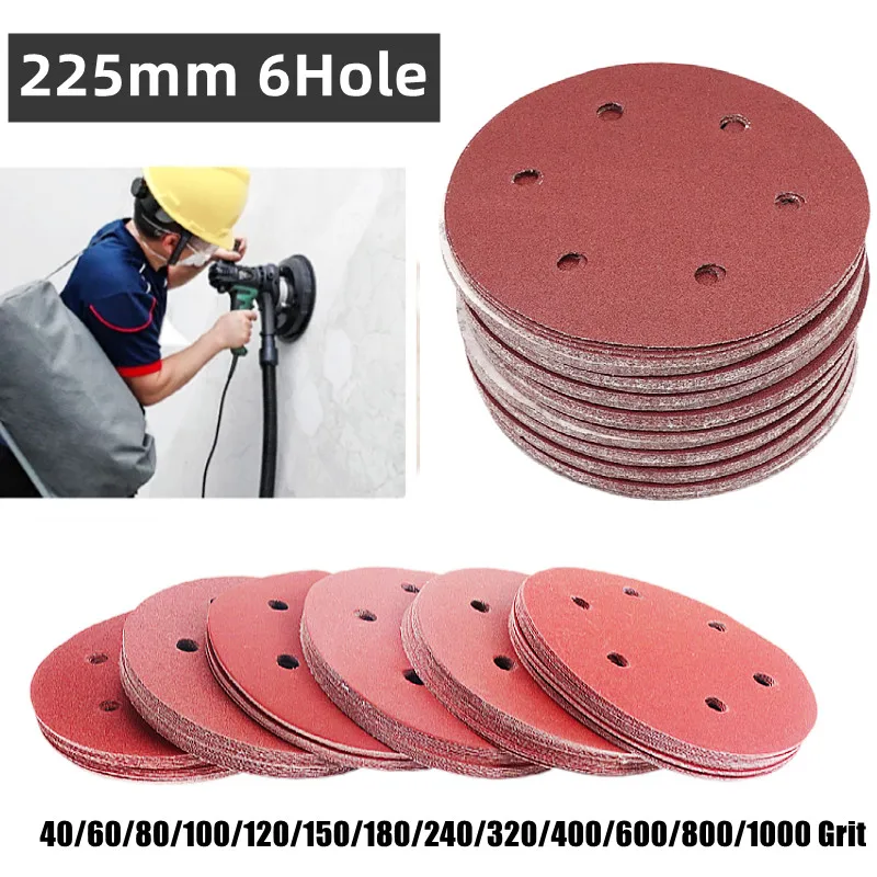 50 Dischi Abrasivi Autoadesivi Da 150 Mm – Grana 120, 6 Fori, Per Levigatrice Orbitale