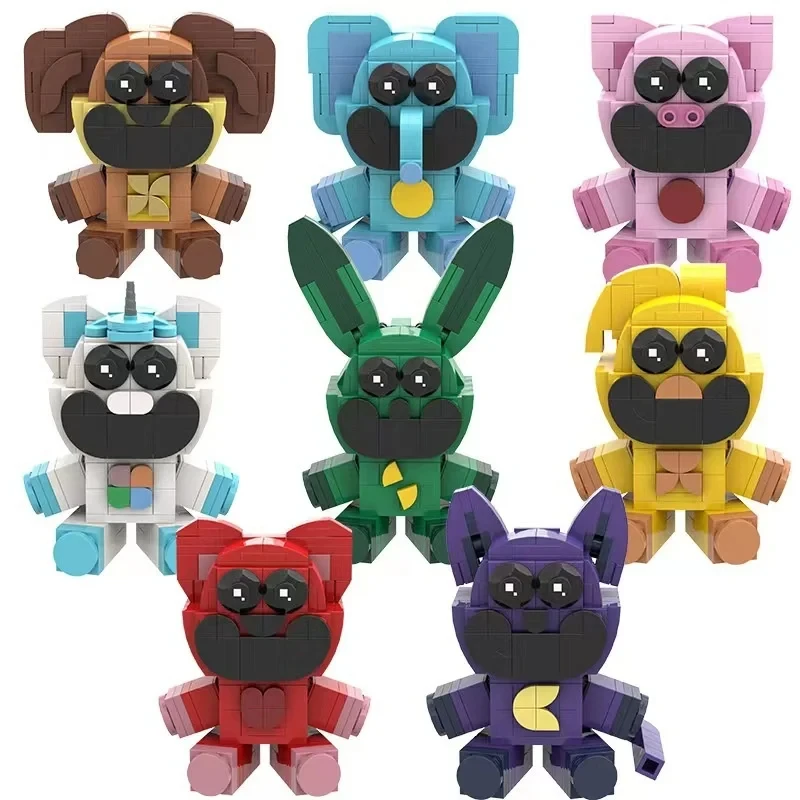 

1/8pcs Smiling Critters Building Blocks Hopscotch CatNap BearHug Bricks Cute Cartoon Cat Rabbit Dog Model Toy Kid Christmas Gift