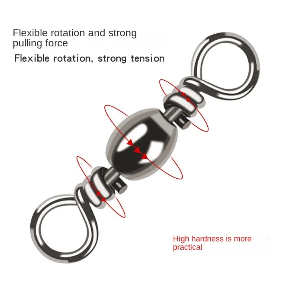 100pcs Solid Ring Fishing Snap Connector Stainless Steel Swivel ring Fishing Connector 360 degree rotation