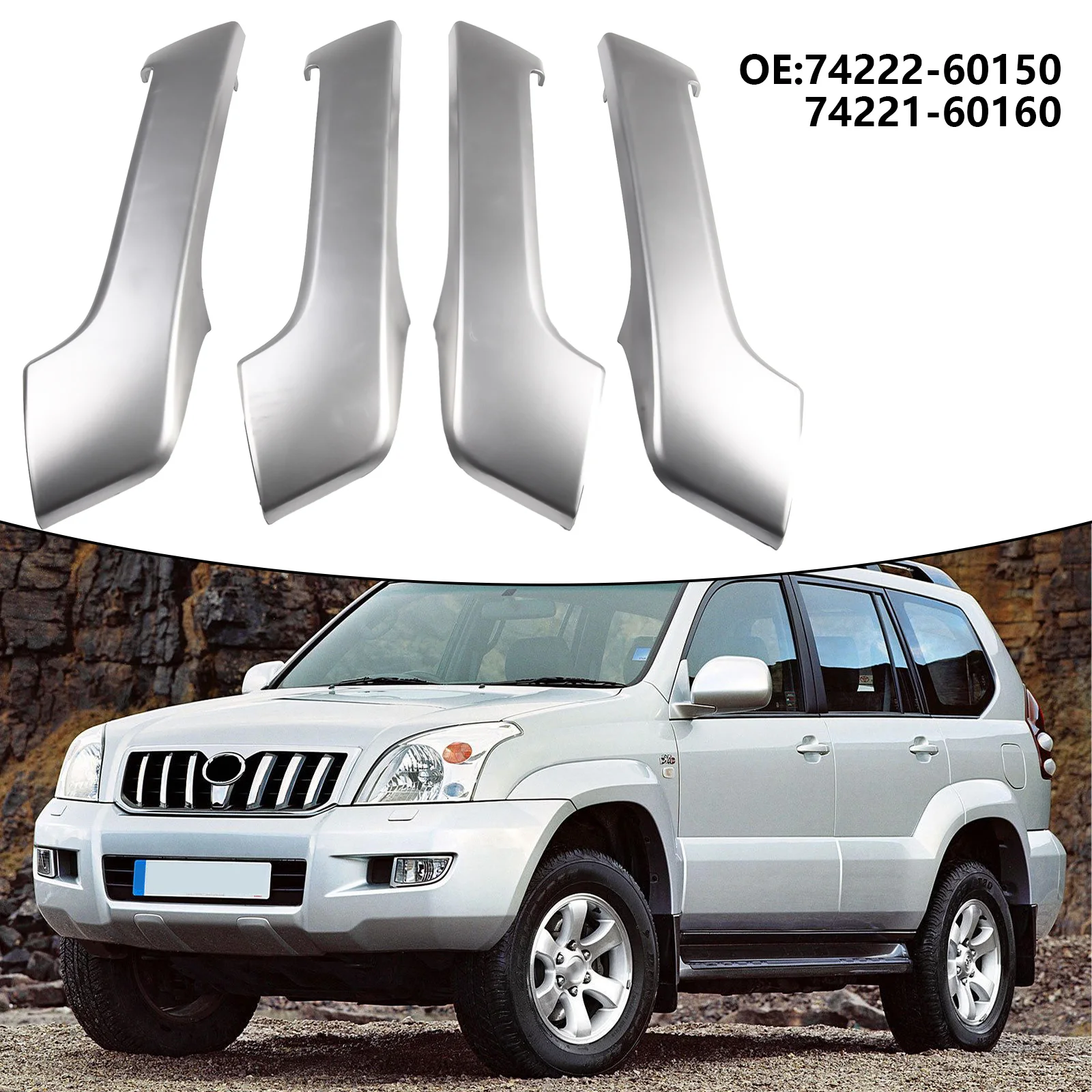 

2 пары чехлов для дверных ручек OE 74222-60150 74221-60160 для Prado 150 2010-2017, бесшовные, подходят для профессионального интерьера