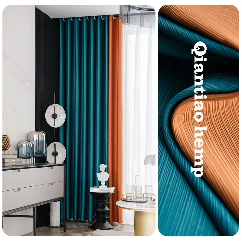 

Luxury High End Bedroom Living Villa Decoration For Orange Red Coffee Shop Office Meeting Room Blackout Curtains