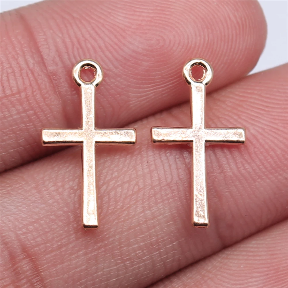 WYSIWYG 20pcs 10x18mm 크로스 매력 펜 던 트 쥬얼리 만들기 2 색 합금 매력