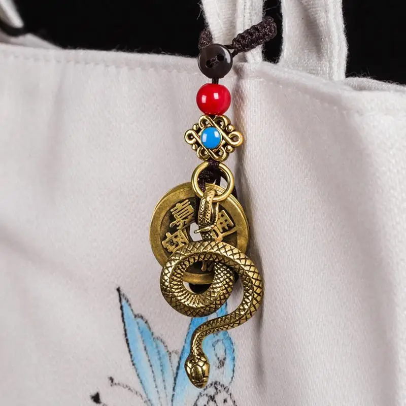 2025 Year Of Chinese Snake Lucky Pendant Keychain Creative Wealth Key Accessories Women Men Bag Charm Jewelry Gift 4