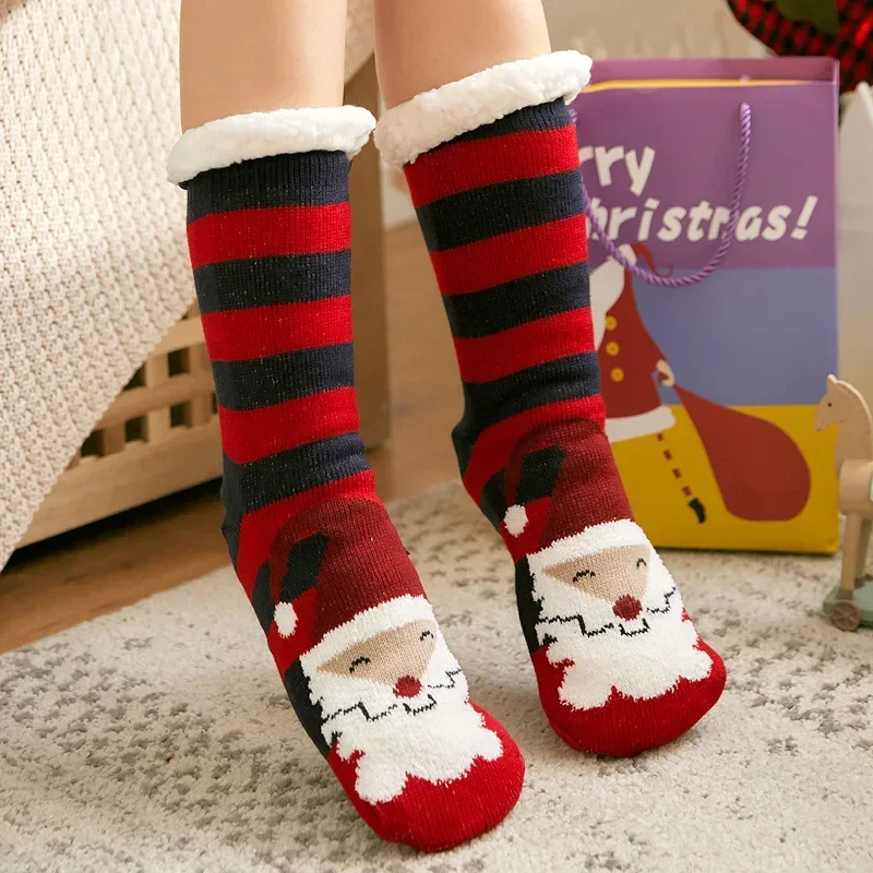 1 O Set De 6 Pares Calcetines Térmicos Acogedores Forrados Para Mujer Con Estampados De Patitas