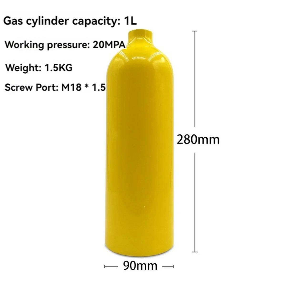 New 20mpa Diving High Pressure Aluminum Alloy Cylinder Outdoor Diving Oxygen Tank,Scuba,Scuba Equipment,1L