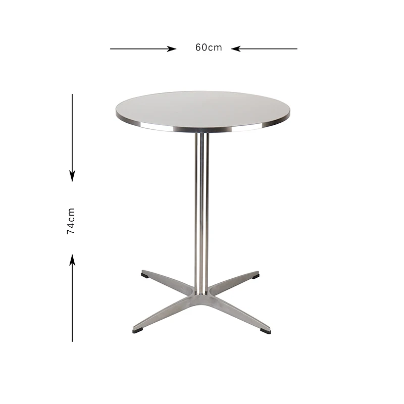 Modern simple balcony small apartment desk coffee shop round table with silver edge dining table