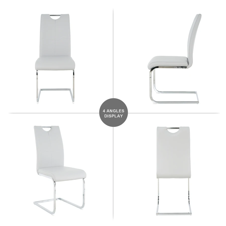Modern dining chair with faux leather cushioned seat Dining Chair Living Room Chair Cushioned chair with electroplated legs des 6
