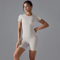Yoga Set Women Sports Short Sleeve Top With High Waist Leggings Running Jogging Workout Workout Clothes Sports Fitness Gym Sets - Image 5