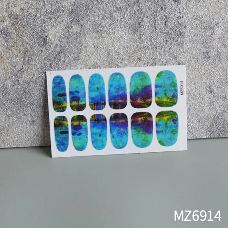 12 Tips Fake Nail Stickers Stars Self-Adhesive Slider Nail Art Decorations Waterproof Wrap Decals Manicure Accessories