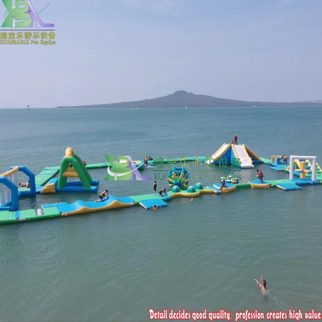 Fun For Wake Island Inflatable Water Park Inflatable Floating Adventure Water Obstacle 5