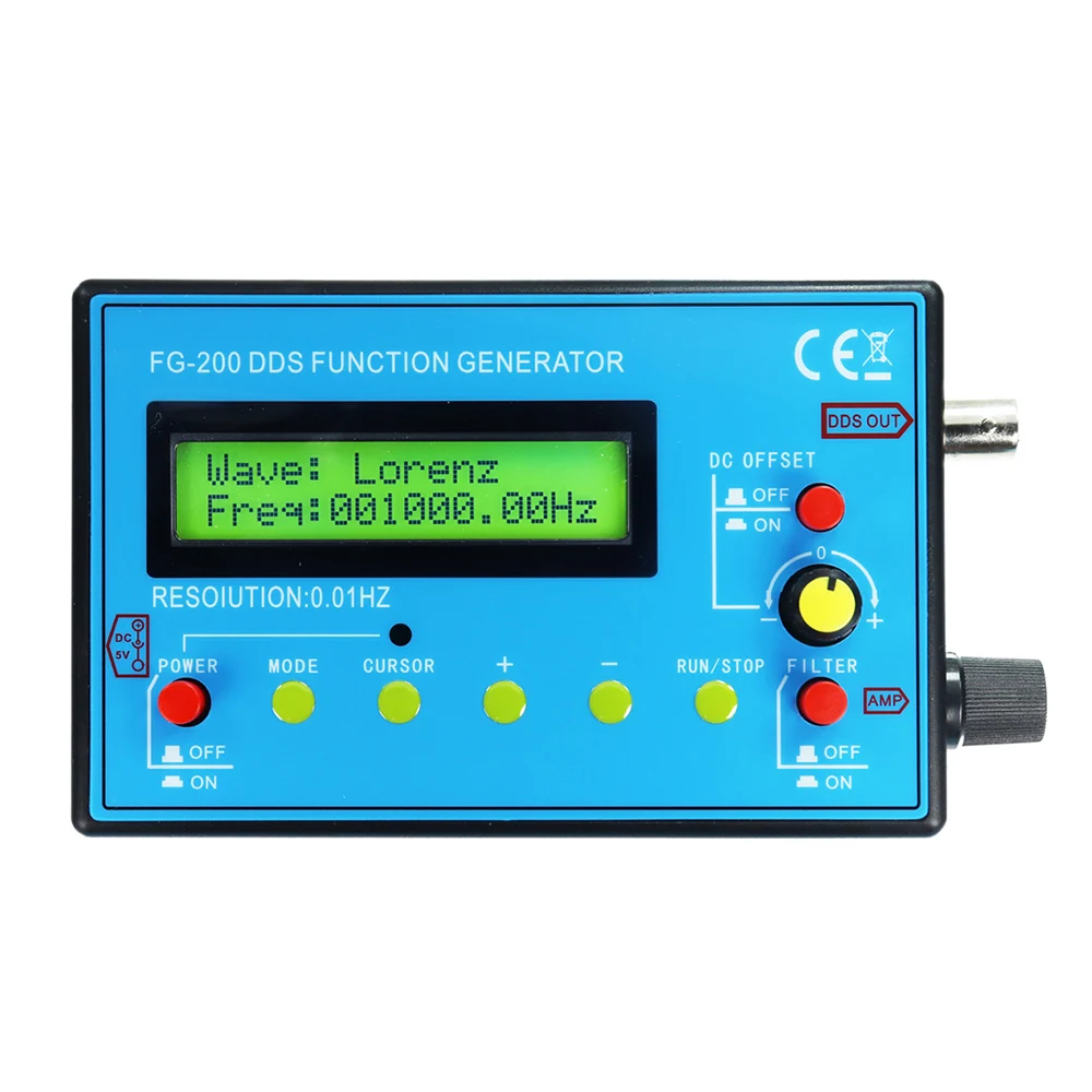 FG-200 DDS Function Signal Generator Frequency Counter 0.01Hz-500KHz Signal Source Module Sine+Square+Sawtooth Waveform Signal Generator Kit Signal Generator