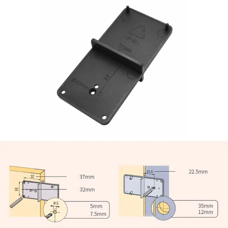 

Industrial Grade Hinge Hole Drilling Guide Locator Hole Opener Template Door Cabinets DIY Tool for Woodworking Tool