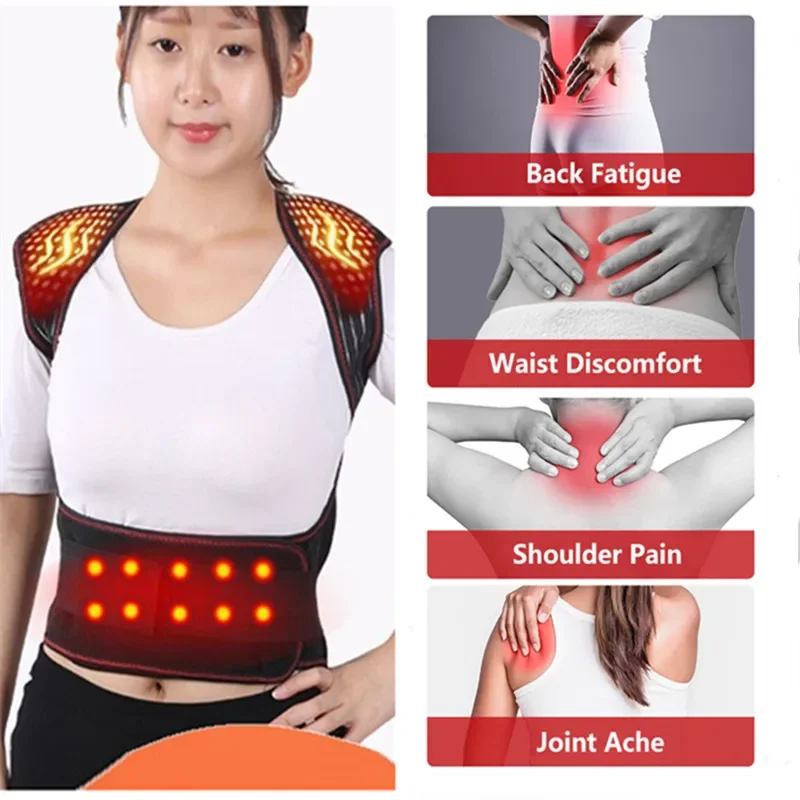 

Back Shoulder Spine Lumbar Support Posture Corrector Tourmaline Magnetic Therapy Self-heating Vest Braces Pain Relief Care Tool