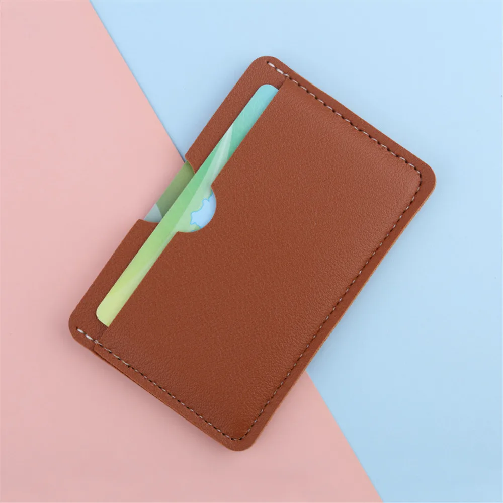 Slim PU Leather Men Women ID Card Holder Thin Mini ID Credit Card Holder Small Cardholder Coin Purse Solid Business Card Case