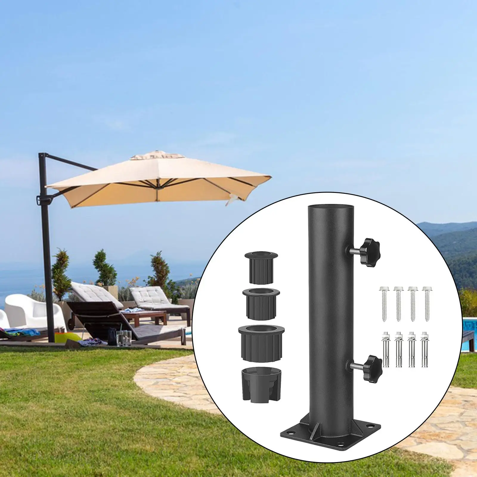 

Patio Umbrella Stand Multifunctional Outdoor Umbrella Holder Flagpole Base Umbrella Mount for Dock Outside Yard Deck Pontoons