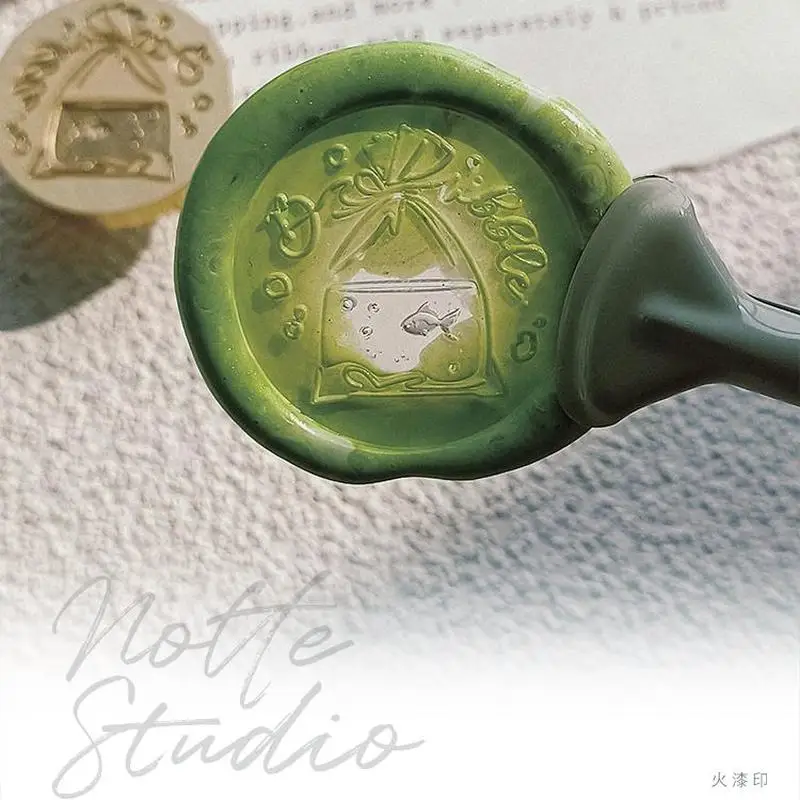 New Funny Wax Seal Stamp Fish Bag Embossed Seal Stamp Copper Head 3d Frosted Relief Brass Head Envelope Toy Carved