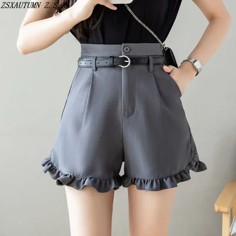 

Korean Fashion Summer High Waist Vintage Women A-line Casual Shorts Wide Leg Pants Slim Sexy Female Straight Suit Short Trousers
