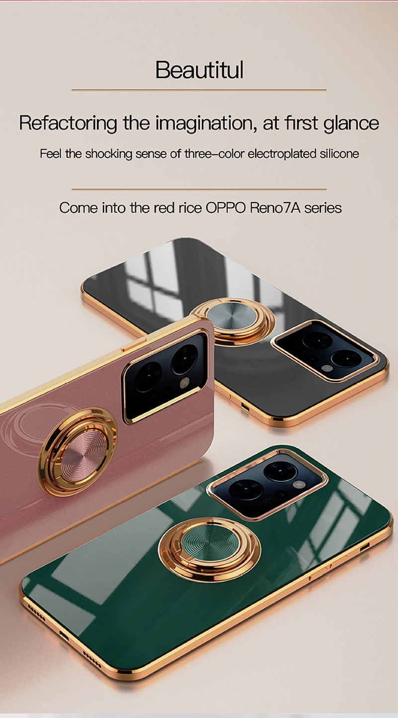 Luxury Plating Ring Holder Stand Phone Case with Back Cover