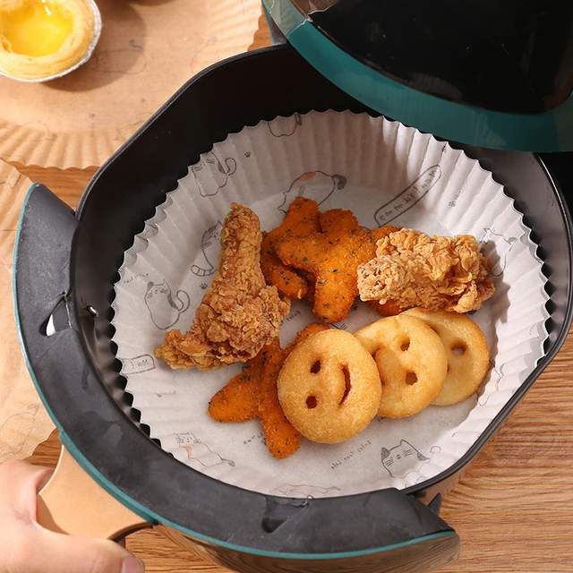 Grand papier de cuisson antiadhésif pour friteuse à air, doublure carrée  pour poulet, papier sulfurisé, panier de cuisson à la vapeur, 3-10QT, 23cm  - AliExpress