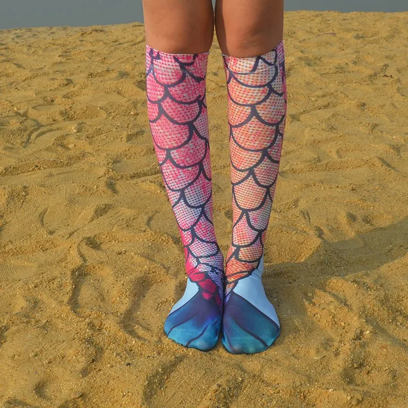 3D Printed Mermaid Socks For Women Fashion Soft Summer Beach Fish Tail  Funny Socks Novelty Meias Harajuku Fish Scale Socks